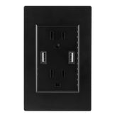 Black-White Color Options -- 1Pc USB Wall Outlet Dual 2.4A USB Wall Charger High Speed Duplex Wall Socket US Standard
